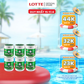 Combo 6 hũ Kẹo Gum không đường Lotte Xylitol - Hương Lime Mint 130,5 g