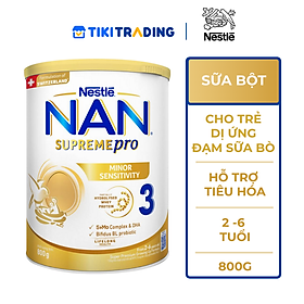 Sữa bột Nestlé NAN SUPREMEPRO 3 800g nhập khẩu Đức đạm Gentle Optipro ngừa mẫn cảm ( Dành cho trẻ từ 2 - 6 tuổi)