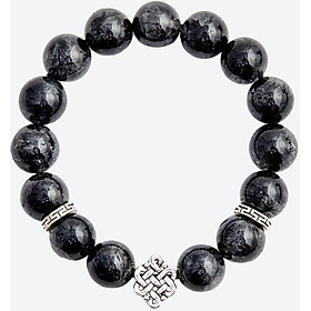 Vòng tay nam thạch anh tóc đen charm đồng tâm Ngọc Quý Gemstones