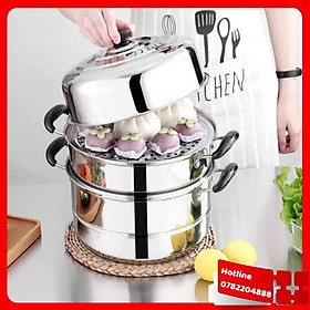 Mua Nồi Hấp Inox 3 Tầng Đa Năng Kích Thước 28 Cm Tặng Kèm Lót Nồi Silicol Tiện Lợi - Loại Tốt