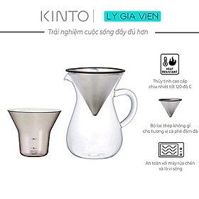 Bình Pha Cafe Phễu Lọc Bằng Thép Không Gỉ Kinto SCS Coffee Carafe Set 2 cups Stainless Steel