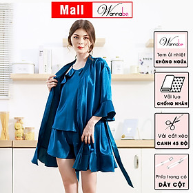 Áo choàng ngủ phi lụa kimono cao cấp Wannabe KIS22 tay loe phối bèo tùng nhẹ nữ tính xinh xắn