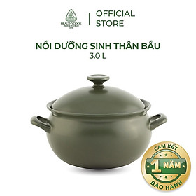 Nồi sứ dưỡng sinh Minh Long thân bầu 3.0 L + nắp dùng cho bếp gas, bếp hồng ngoại