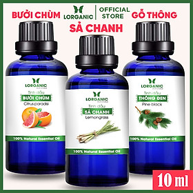 Combo 3 Tinh Dầu LORGANIC / Nhiều Mùi Hương / Xông Phòng Thư Giãn, Đuổi Muỗi 10m / Sả Chanh, Quế, Bạc Hà, Oải Hương Lavender, Tràm, Ngọc Lan Tây, Hương Thảo, Stress Relief, Sensual, Cam, Vỏ Bưởi, Bạch Đàn Chanh, Bưởi Chùm, Gỗ Thông (10ml)