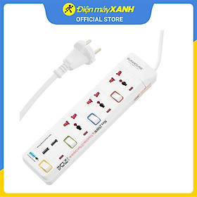 Mua Ổ cắm điện Sunhouse 2 USB 3 lỗ 3 chấu 2.5m SHE- OC2-3RU - Hàng chính hãng