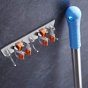 Mua Móc treo cán chổi Hobby Home Decor 3MT2C dán tường - có 3 móc và 2 ngàm giữ chổi không rỉ sét