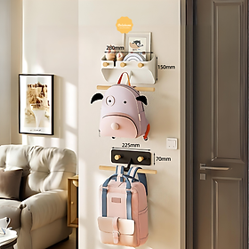 Mua Kệ Treo Tường Thanh Gỗ Dola Home Móc Cặp Sách  Móc Treo Quần áo  Túi Xách  Balo ... Không Khoan Cho Cửa. Kệ Móc Cặp