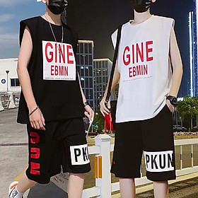 Đồ bộ nam ba lỗ GINE EBMIN chất vải cao cấp, Bộ Áo Thun Cotton Sát Nách Dáng Rộng Phong Cách Hip-hop Cho Nam, Set Đồ Bộ Thể Thao Unisex Nam Nữ Vải Thun Lạnh, ĐỒ BỘ NAM ÁO THUN BA LỖ QUẦN ĐÙI, NGUYÊN BỘ ĐỦ SẮC MÀU, CHẤT THUN LẠNH MÁT, BỘ QUẦN ÁO THỂ THAO 3