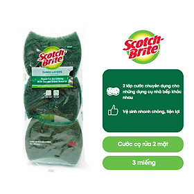 Mua Combo 3 Miếng rửa chén 2 mặt siêu sạch chống trầy xước Scotch Brite 3M đa năng  lớp cước và mút kết dính chắc chắn  3 tác động làm sạch  độ bền cao  tiết kiệm chi phí