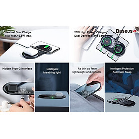 Mua Bộ Đế Sạc Nhanh Không Dây 2 Trong 1 Baseus Simple Wireless Charger Turbo Edition (24w  Phone + Air Pods Pro) - Black Chính Hãng