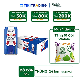 Thùng 24 lon Bia Pháp Kronenbourg 1664 Blanc (250ml/lon) - Độ cồn 5%