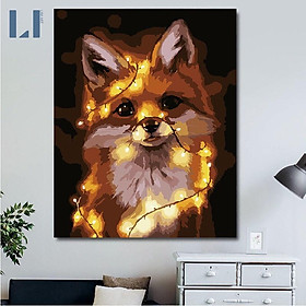 Mua Tranh sơn dầu số hoá có khung LIM Art -Tranh tô màu theo số Sói con T4127
