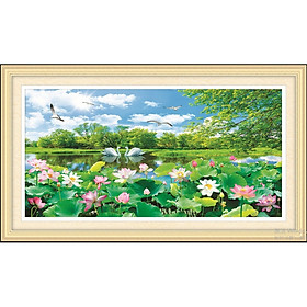 Mua Tranh đính đá Ao Sen Ngát Hương (120*63cm) chưa đính đá
