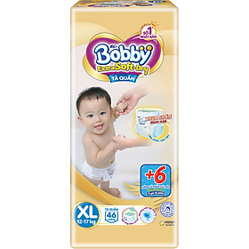 Tã quần cao cấp Bobby Extra Soft Dry thun chân ngăn hằn XL46 + 6