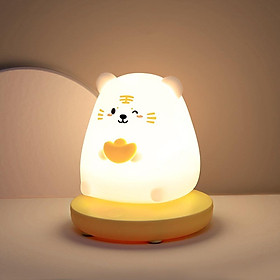 Đèn ngủ silicon heo tình yêu đế hồng ánh sáng vàng ấm