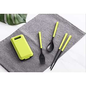 Mua Bộ muỗng đũa gấp gọn PLYNO Japan PPCare - Tặng kèm hộp đựng (2 bộ Xanh) - Home and Garden