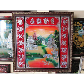 Mua Tranh sơn mài liễn thờ mẫu mới 2021 - Cửu huyền thất tổ cây đa bến nước cẩn ốc mang đến tài lộc  thịnh vượng  bình an  tranh cỡ nhỏ kích thước 98x98cm