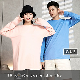 Áo Thun Tay Dài Nam Nữ Form Rộng Cổ Tròn Đủ 5 Màu Basic Đen, Trắng, Xanh, Hồng Chất Phông Cao Cấp Unisex GUF