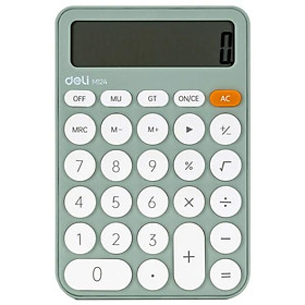 Máy tính 12 số để bàn - deli em124-xl - xanh lá nhạt