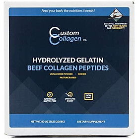 Collagen Peptides Powder 5lb (80oz) Box - Clean Collagen - Unflavored, Grass Fed, Paleo, Non GMO, Kosher - Highly Soluble Protein