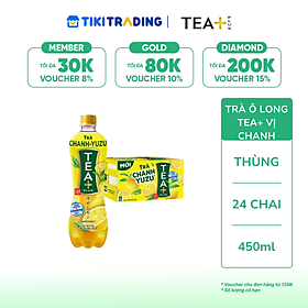 Thùng 24 Chai Trà Ô long Tea+ Vị Chanh Yuzu (450 ml/chai)