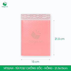 MTS2AH - 21.5x15cm - COMBO 50 TÚI GÓI HÀNG CHỐNG SỐC BỌC BÓNG KHÍ MÀU HỒNG