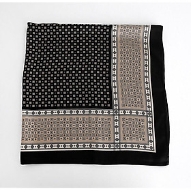 Khăn turban lụa vuông cao cấp choàng cổ size 70x70cm thanh lịch đa năng dùng làm áo yếm in hình học