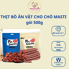 Snacks thịt bò sấy MASTI ăn vặt cho chó mèo,  bổ sung canxi, làm sạch răng - gói 500g