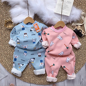 Combo 2 Bộ Nỉ Bông Chui Đầu Họa Tiết Đáng Yêu Cho Bé Trai, Bé Gái
