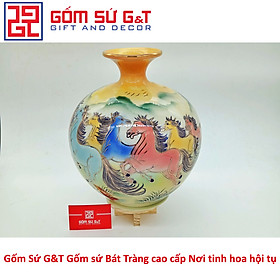 Bóng hút tài lộc mã đáo thành công vẽ vàng kim Gốm Sứ G&T