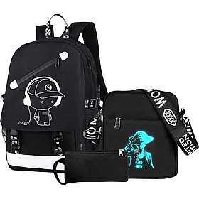 Combo Balo Dạ Quang Phát Sáng Khóa Chống Trộm (46 x 30 cm) + Túi Đeo Vai (22 x 22 cm)