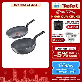 Bộ 2 chảo vân đá chống dính Tefal Natura dùng cho bếp ga và hồng ngoại (20cm, 24cm) - Hàng chính hãng