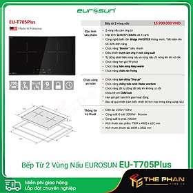 Mua Bếp Từ Đôi EUROSUN Đầy đủ model ( EU-T709Pro  EU-T705Plus  EU-T715Pro) - Nhập Khẩu Malaysia