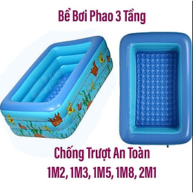 bể bơi 1m8 họa tiết 3 tầng, phao bơi cho bé