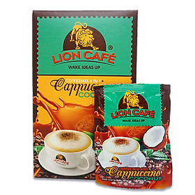 Cà phê hòa tan Cappucino Vị Dừa 4in1 Lion Cafe hộp 20 gói