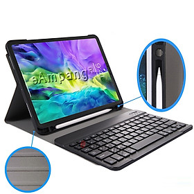 Bao da kèm bàn phím Bluetooth dành cho iPad Pro 11 inch 2018/2020/2021 có khay chứa bút, lưng silicon chống va đập- Hàng Nhập khẩu