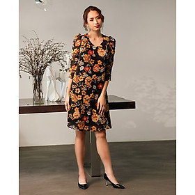 Đầm Suông Vai Nhún Hoa Marigold thời trang thiết kế Hity Dre170