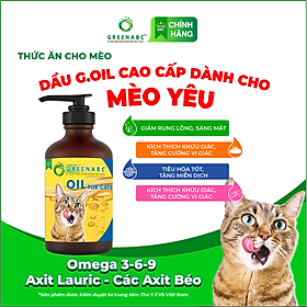 Dầu Mèo G.OIL cao cấp GREENABC - Lông mượt, giảm rụng lông, tiêu hóa tốt, tăng sức đề kháng - Chai 250g