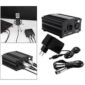 48V Phantom Power Supply Powered+XLR 3 Pin Cable for Condenser Microphone,Music Recording Equipment