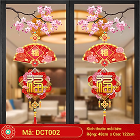Mua Decal trang trí tết 2 mặt dán kính hình cành đào treo chữ Phúc mới nhất