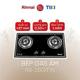 Bếp gas âm Rinnai RVB-2BG(F)N mặt bếp kính và kiềng bếp men - Hàng chính hãng.