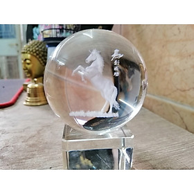 Mua Quả cầu pha lê con ngựa phong thủy MÃ ĐÁO THÀNH CÔNG khắc 3D sang trọng