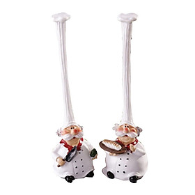 Set of 2 Lovely Resin Chef Figurines Coffee Shop Bar Figurine Collectible Gifts