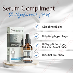 Serum Compliment 2% BHA Salicylic Acid Hyaluronic Acid B5 5% Vitamin C 20% Làm Sạch Da, Giảm Mụn Trắng Da Căng Bóng 27ml