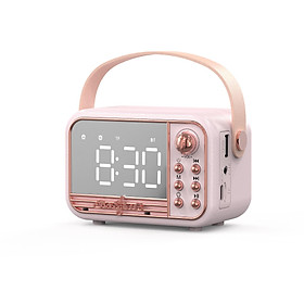 Loa Bluetooth Retro Gương LED Máy nghe nhạc cổ điển Âm thanh nổi HIFI có hiển thị thời gian Đồng hồ báo thức kép Hỗ trợ TF AUX Màu sắc: Hồng
