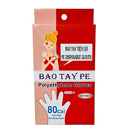 Bao tay Detoco chế biến thực phẩm, dược phẩm, phòng thí nghiệm, Y tế, nhựa PE chính phẩm 80 cái/hộp.