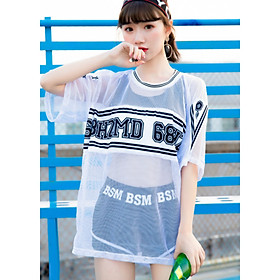 Đồ Bơi Nữ Form Sport Set 2 Mảnh Và Áo Lưới AT197 MayBlue