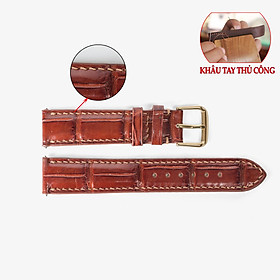 Dây đồng hồ nam da cá sấu đốt tre Bụi Leather D103 - Hàng khâu tay thủ công cao cấp - Bảo hành 12 tháng