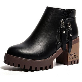 Giày boot cao gót kéo khóa zip phong cách trẻ trung dành cho nữ
