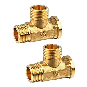 2 Pcs 1/2 inch Copper/ Brass Tee Fittings Tube Connectors T-Junctions Male Male and Female - High and Low Temperature Resistant